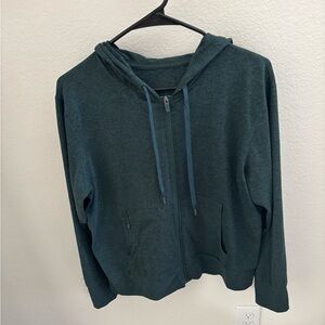 Quince Teal Hooded Zip Up Sweater